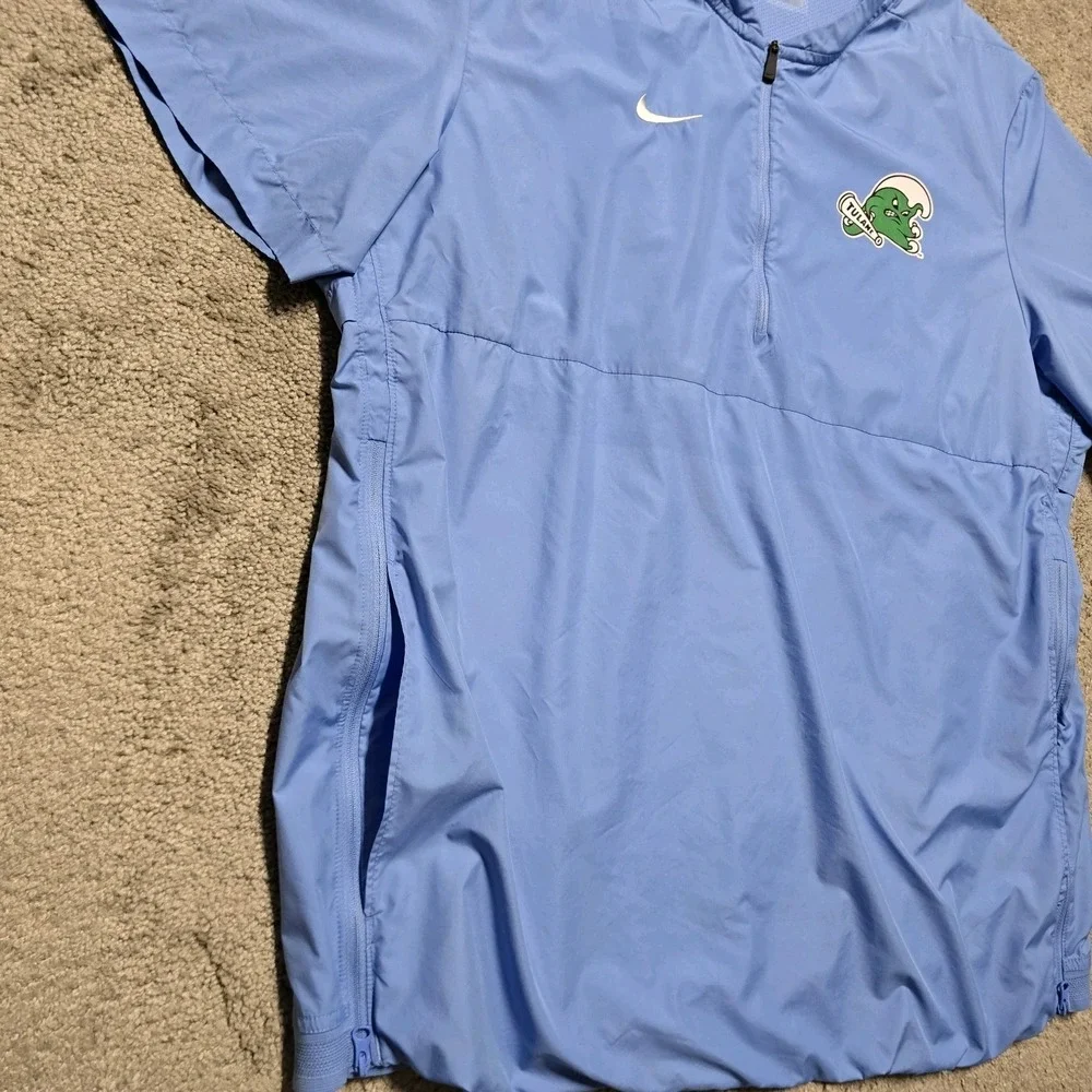 Rare Nike Tulane University Green Wave 1/2 Zip Wind Jacket Mens XL Baby Blue EUC
